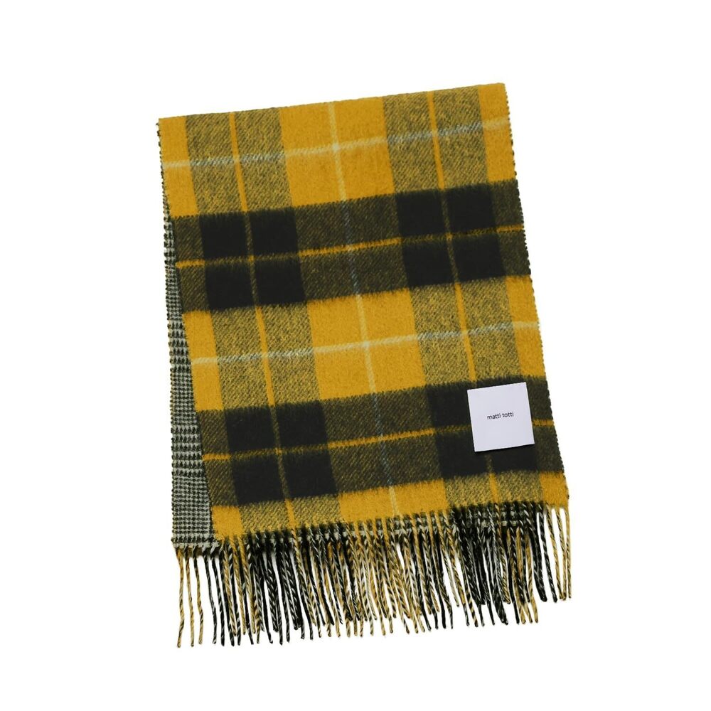 Yellow Black F Cashmere Muffler Cashmere Muffler Large Thick Ladies Plaid 3646